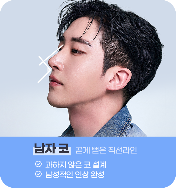 남자코 곧게 뻗은 직선라인